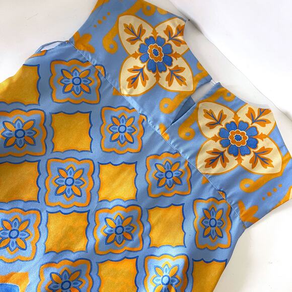 LA DOUBLEJ San Carlo Printed 100% Silk Twill Satin Scarf Top in Multi Size S - Picture 10 of 15